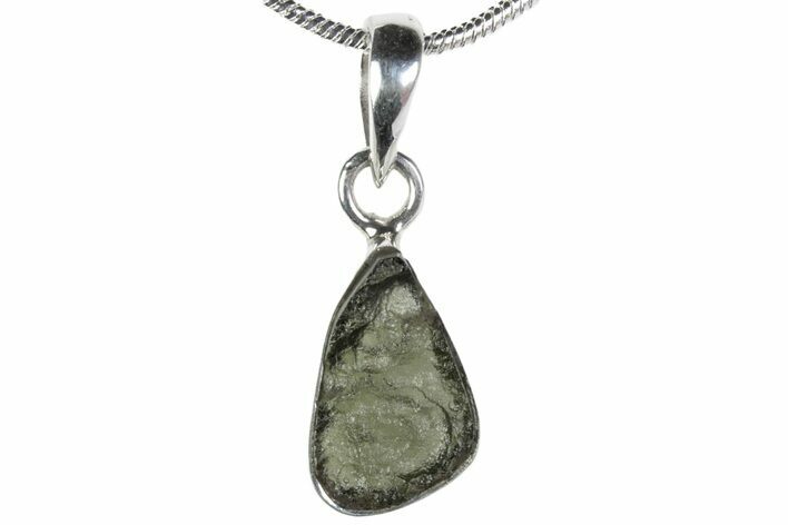 Green Moldavite Tektite Pendant ( g) - Sterling Silver #382700